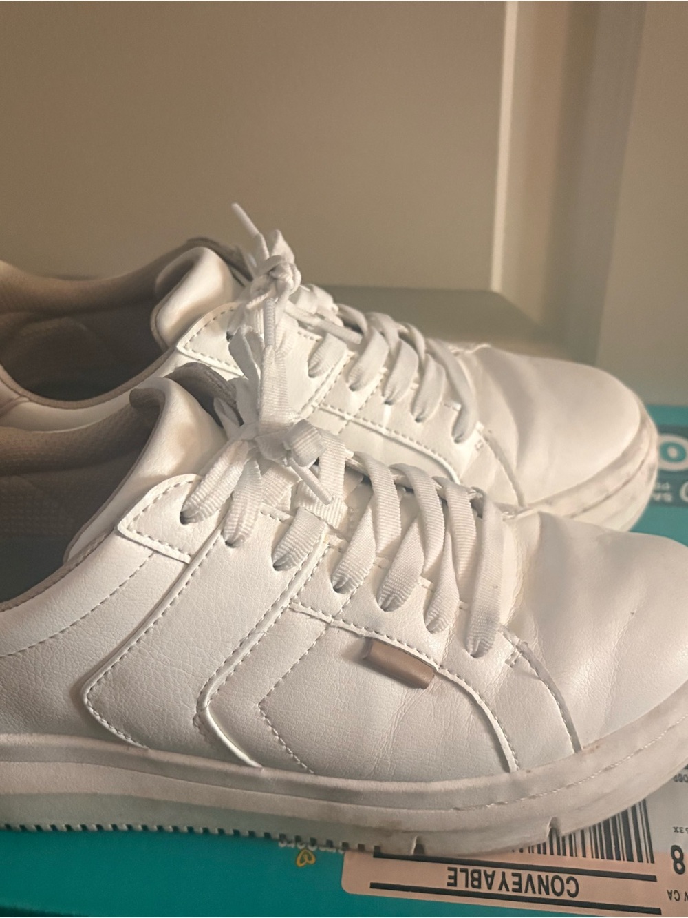 Dr Scholls White Leather Lace-Up Sneakers 7.5
